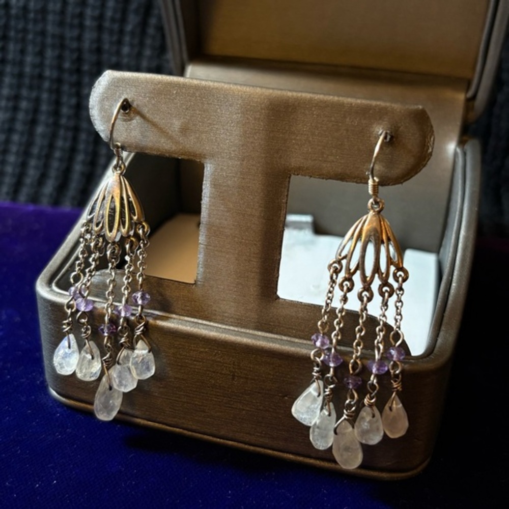 Sterling Silver and Stone Chandelier Earrings